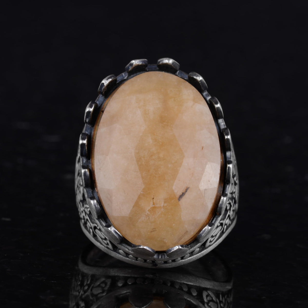 Natural Yellow Sapphire Stone Ring - Handmade Silver Ring — 3
