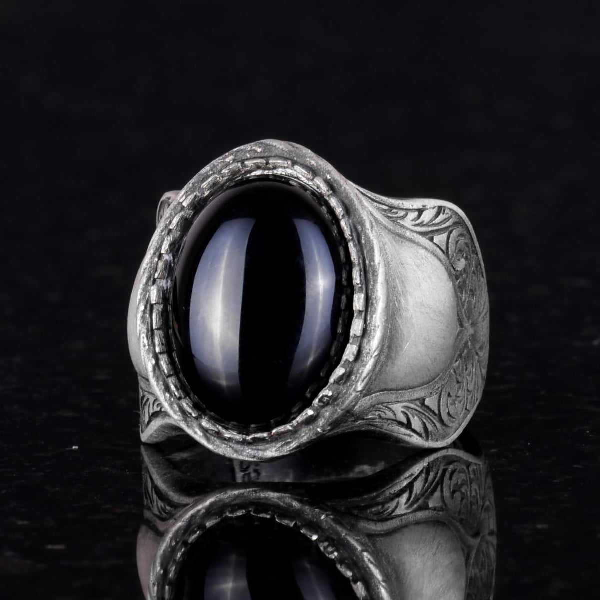 KAMBO Natural Gemstone Ring for Men, 925 Solid Sterling Silver, Unique Design, Size Available