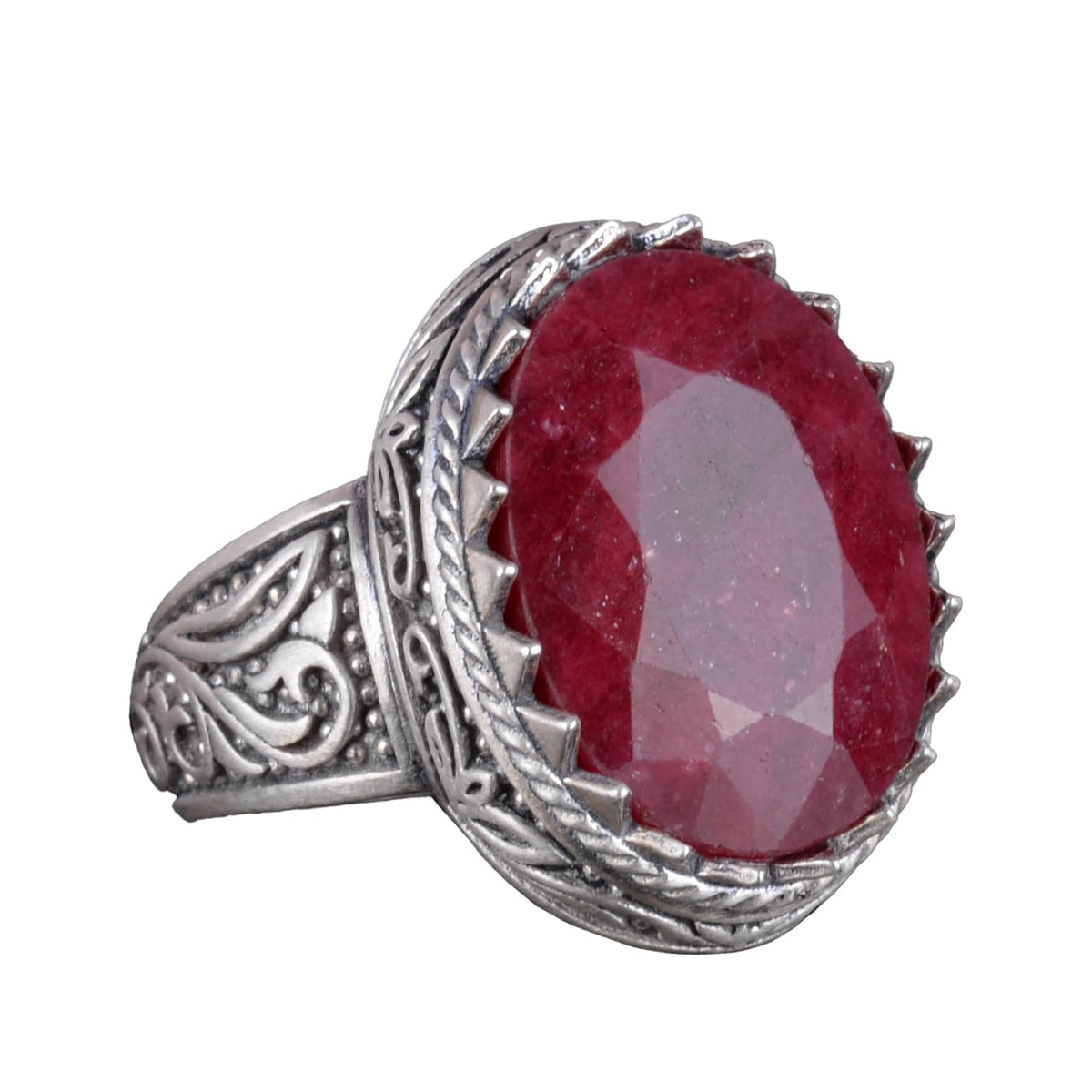 Natural Stone Ring - 925 Sterling Silver Ring (Ruby Stone)