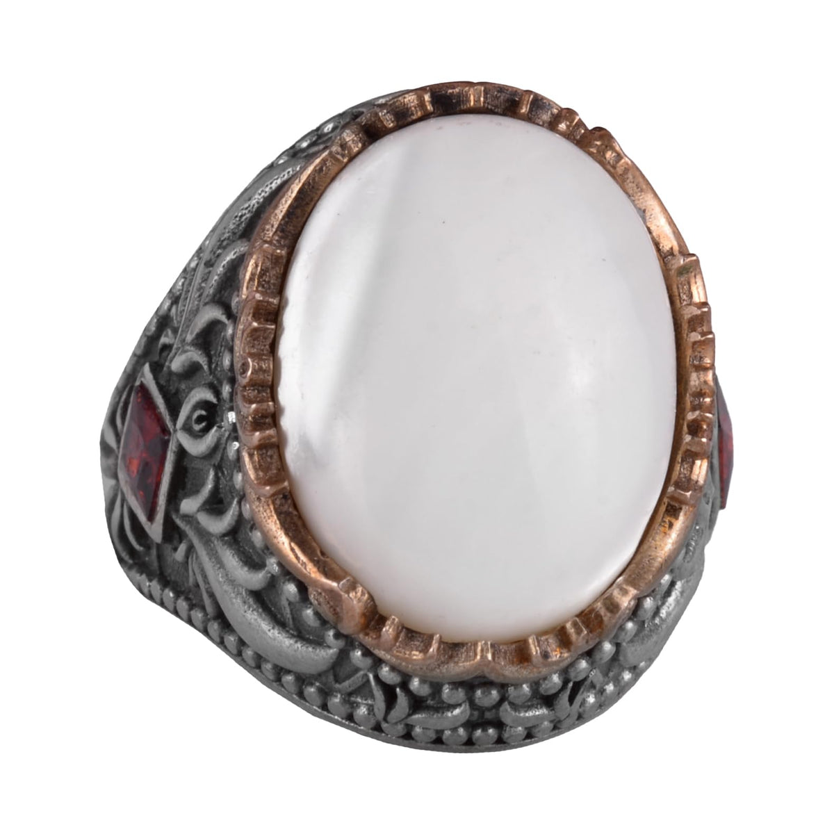 Natural Pearl Stone Handmade 925 Sterling Silver Ring