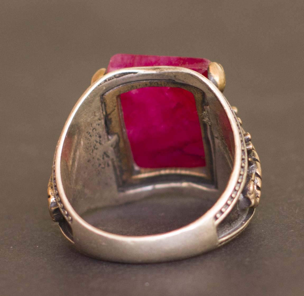 KAMBO 925 Sterling Silver Men's Ring - Natural Ruby Gemstone Scorpion Design — 6