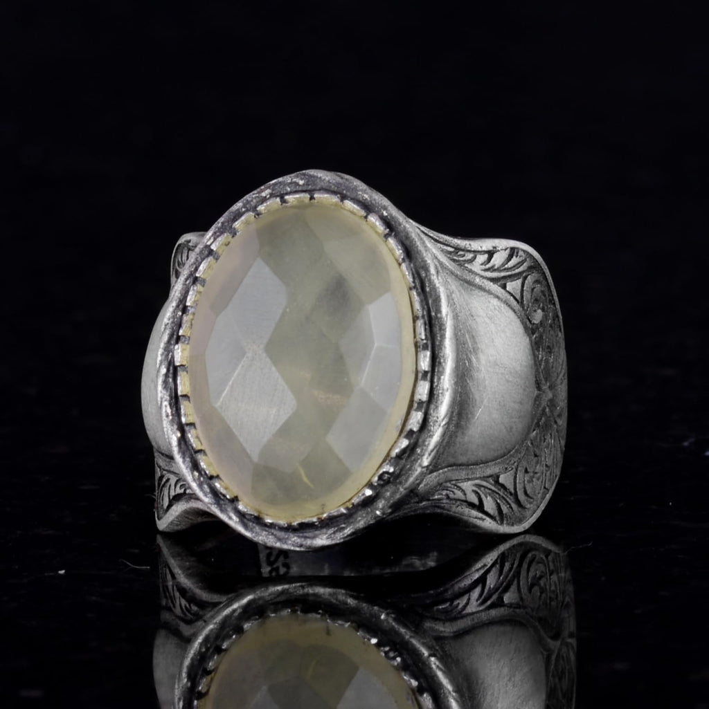 Natural Stone Ring, 925 Sterling Silver Ring, (Lemon Topaz) — 4