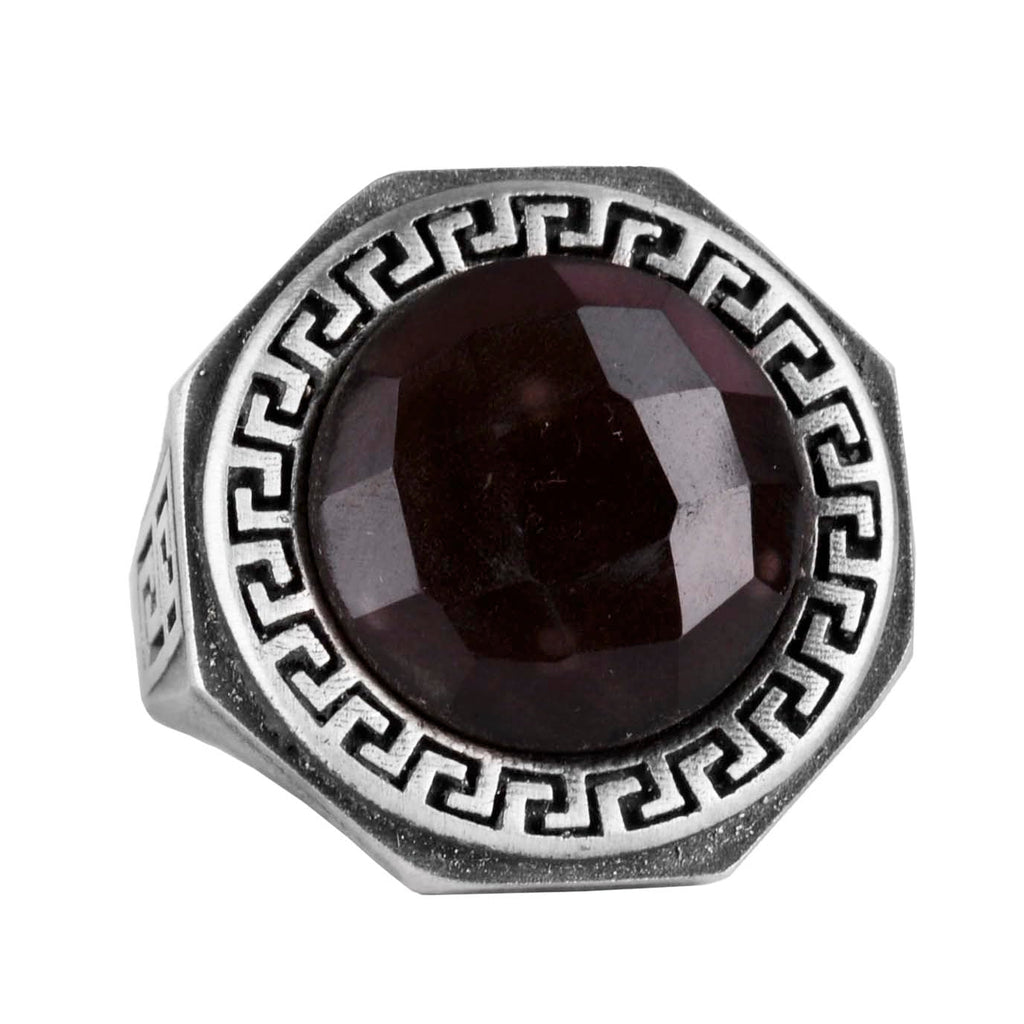 Natural Stone Ring - 925 Sterling Silver Handmade Men's Ring (Smoky Quartz)