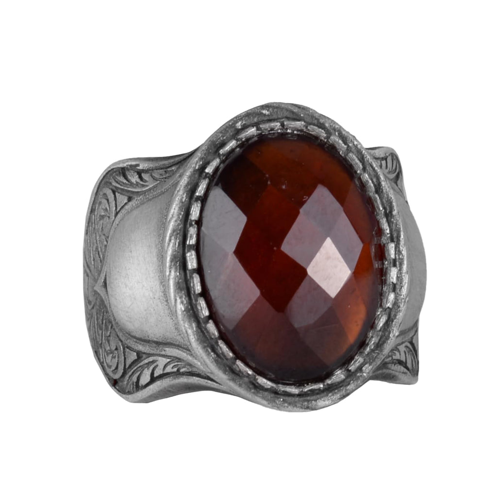 Natural Stone Ring, 925 Sterling Silver Ring, Garnet
