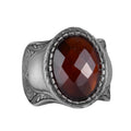 Natural Stone Ring, 925 Sterling Silver Ring, Garnet