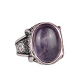 KAMBO Genuine Natural Amethyst Stone Ring - 925 Sterling Silver Ring - Handmade Unique Ring