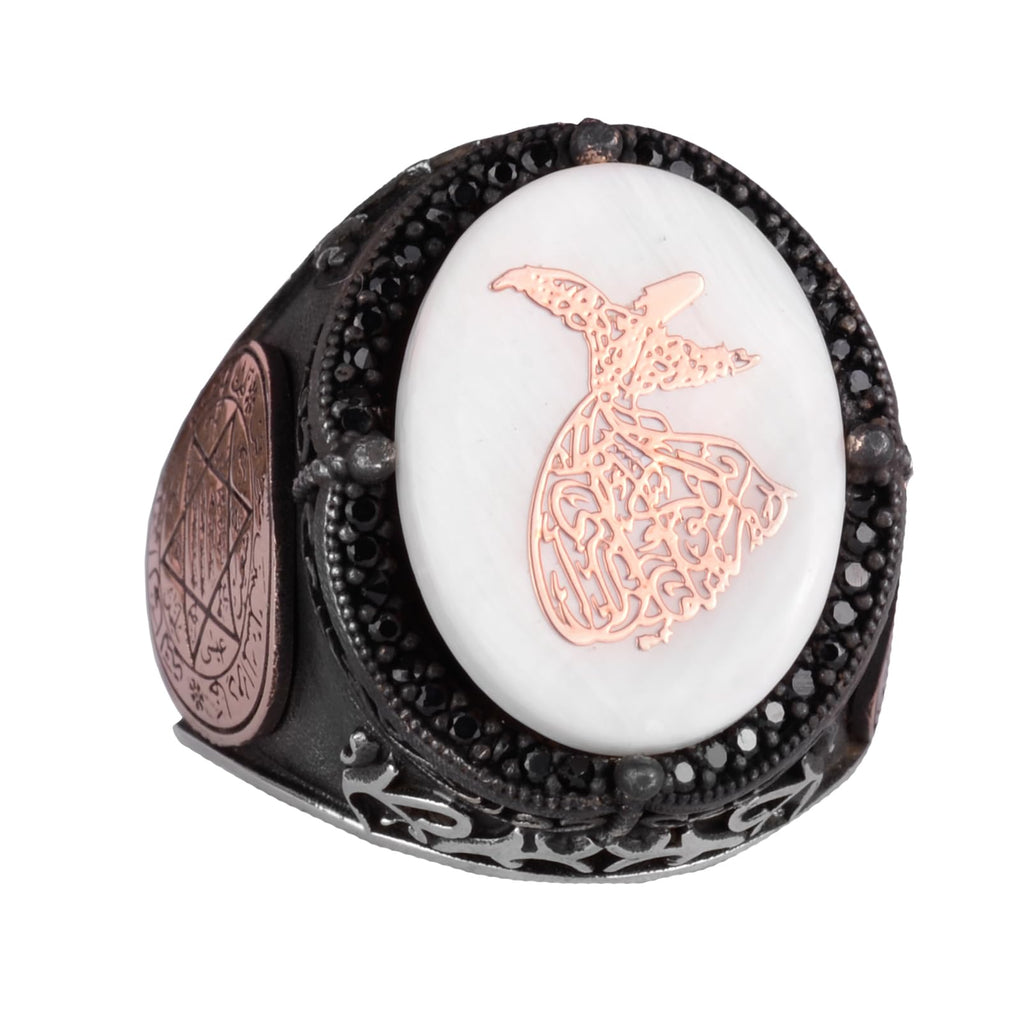 Patterned Handmade Ring - 925 Sterling Silver Men's Ring - Star of David Jewelry