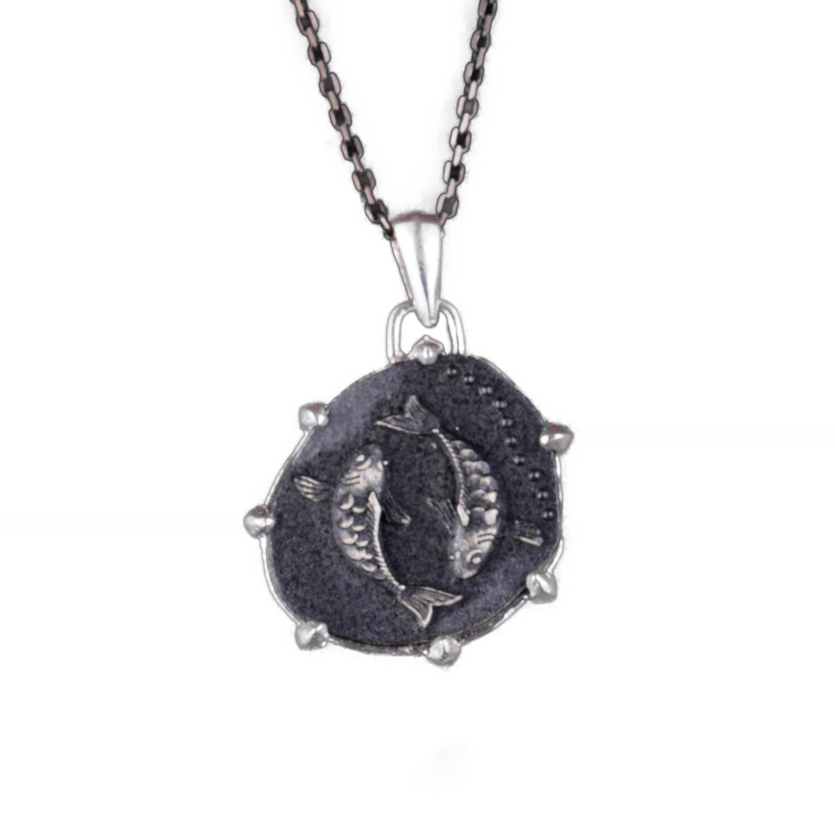 925 Sterling Silver Design Pendant - Zodiac Sign Necklace - Handcrafted Necklace (Pisces)