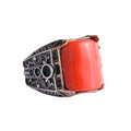 KAMBO Natural Red Coral Stone Men's Ring - 925 Sterling Silver Ring - Handmade Coral Stone Ring - Vintage Ottoman Style Men's Jewelry