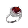 Kambo Synthetic Stone Handcrafted Ring - 925 Sterling Silver Women's Ring, Round Cut (Synthetic Garnet)