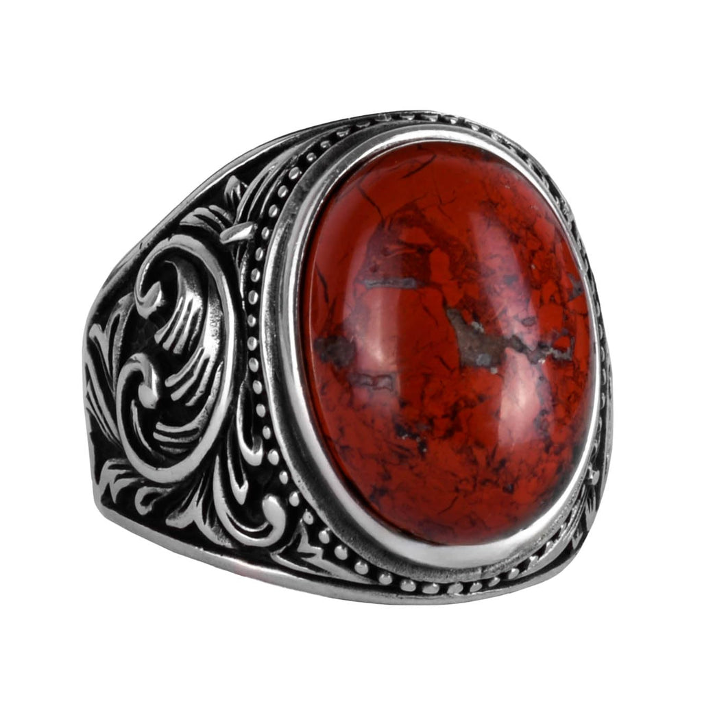 Natural Red Blood Stone Ring - 925 Sterling Silver