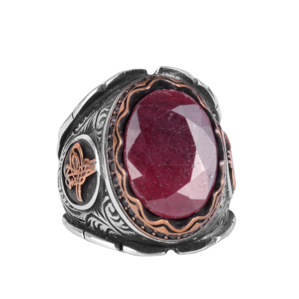 Ottoman Tugra Natural Ruby Stone Ring
