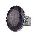 KAMBO Genuine Natural Sapphire Stone Silver Men's Statement Ring – Handmade Vintage Jewelry