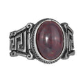 Handmade 925 Sterling Silver Men's Ring with Natural Ethiopian Opal Stone - Labyrinth Design