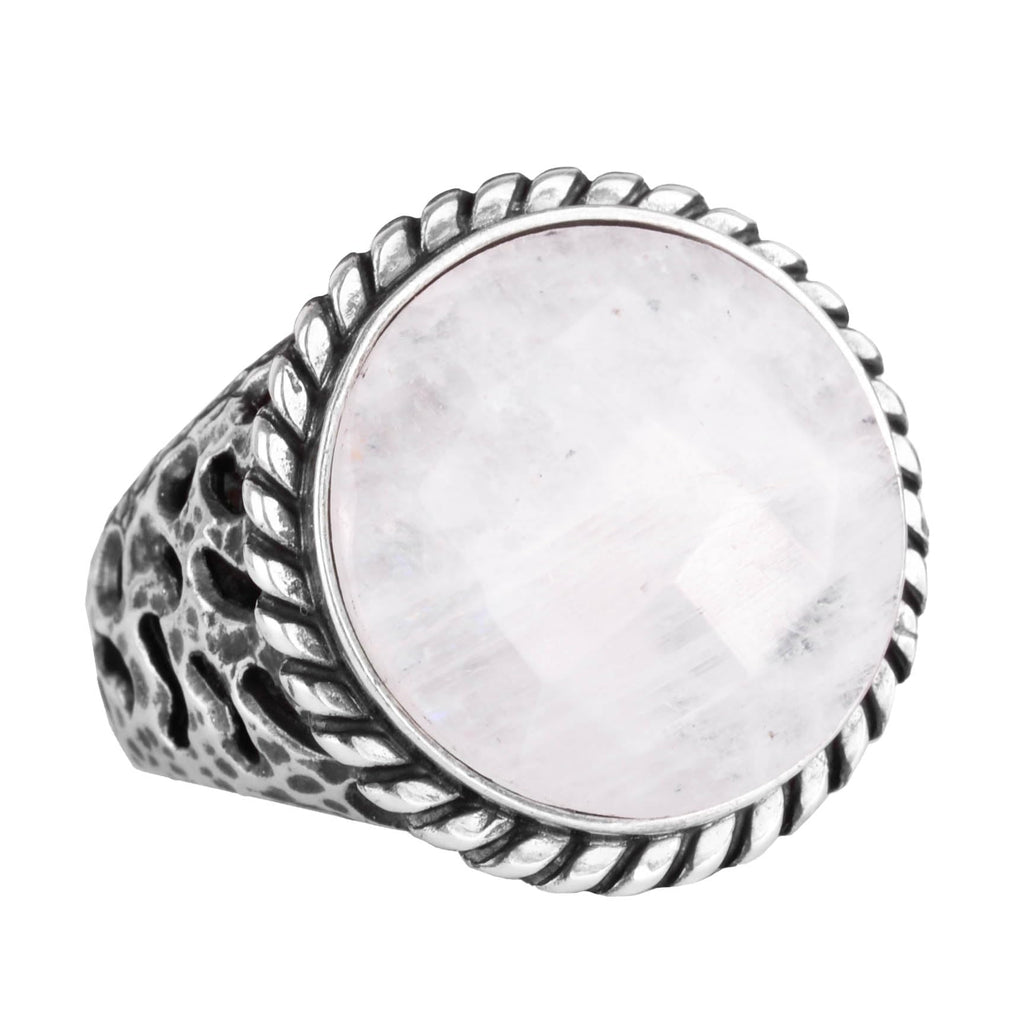 Natural Moonstone Ring - 925 Sterling Silver Men's Ring