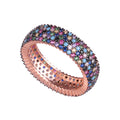 KAMBO 925 Sterling Silver Women's Infinity Band – Rose Gold Plated Multicolored Zircon Ring