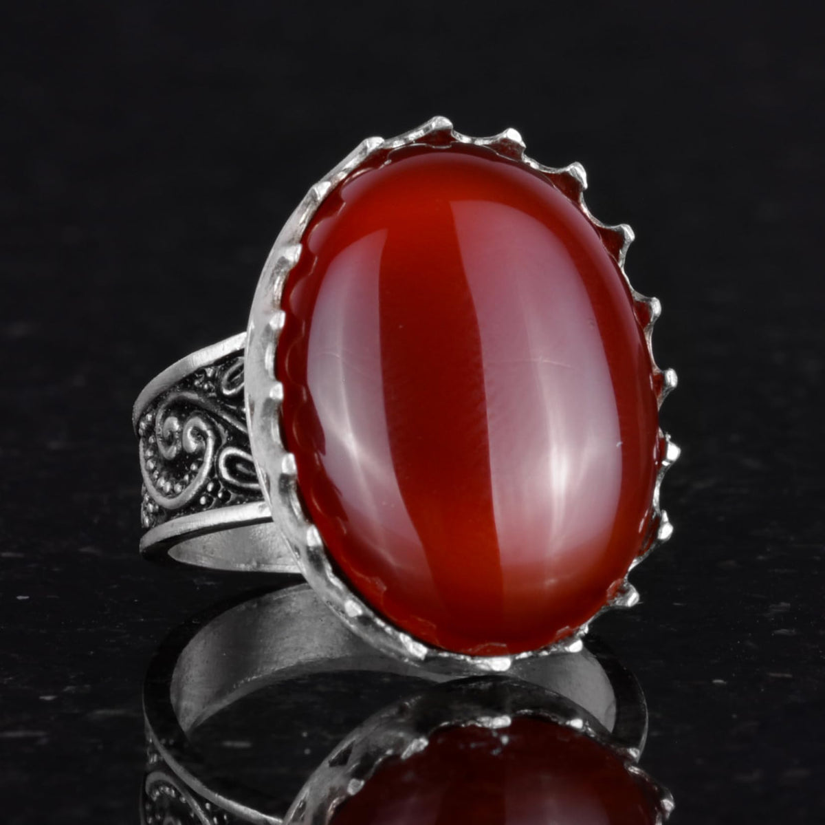 Natural Red Agate Ring - 925 Sterling Silver Handmade Ring — 5