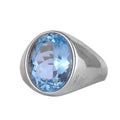 KAMBO Natural Blue Swiss Topaz Stone Men's Ring – Oval Cut Minimal Stone Ring – 925 Sterling Silver Handmade Elegant Men's Jewelry