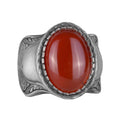 Natural Stone Ring, 925 Sterling Silver Ring, Red Agate
