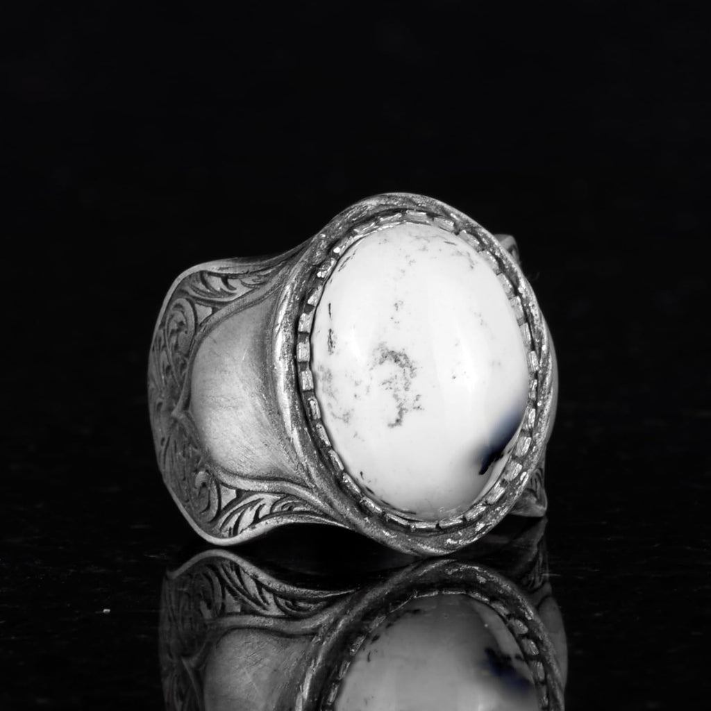 Dendrite Agate Men's Ring, 925 Sterling Silver Ring — 2