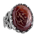 925 Sterling Silver Ring, Islamic Ring, Men's Ring, Natural Agate Stone (Model-5)