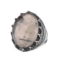 KAMBO Natural Stone Men's Large Ring – 925 Sterling Silver Ottoman Sword Motif Signet Ring (Prehnite)