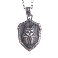 KAMBO 925 Sterling Silver Owl Shield Necklace – Handmade Amulet Necklace Symbolizing Wisdom, Protection, and Intuition (Silver)