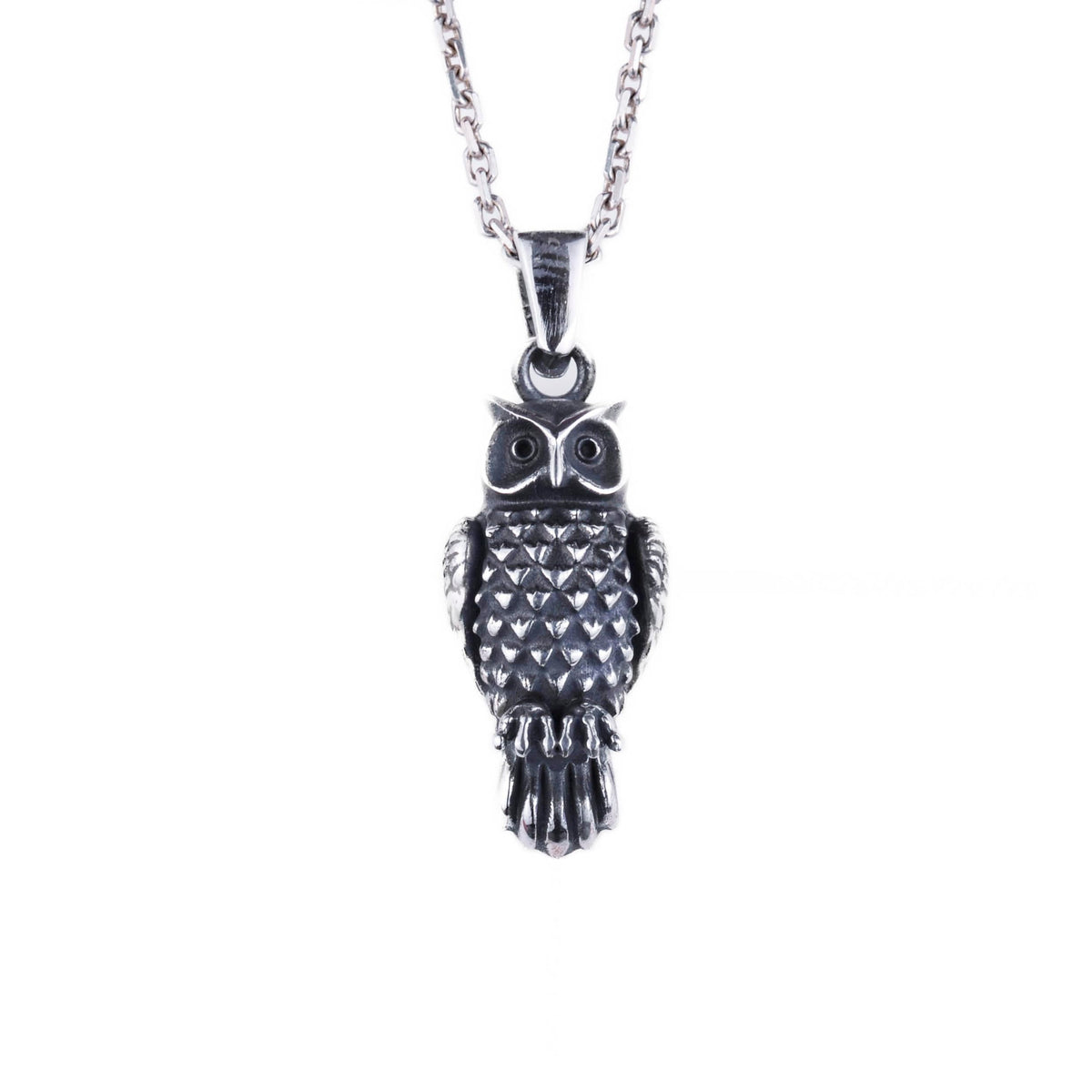 925 Sterling Silver Owl Pendant - Handmade Wisdom Symbol Jewelry - Fine Detail - Gift for Owl Lovers