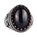 925 Sterling Silver Ring, Synthetic Stone Ring, Eagle Symbol Ring, Handmade Ring (Synthetic Blue Sunstone)