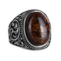 925 Sterling Silver Men's Ring, Handmade Bronzie Stone Ring