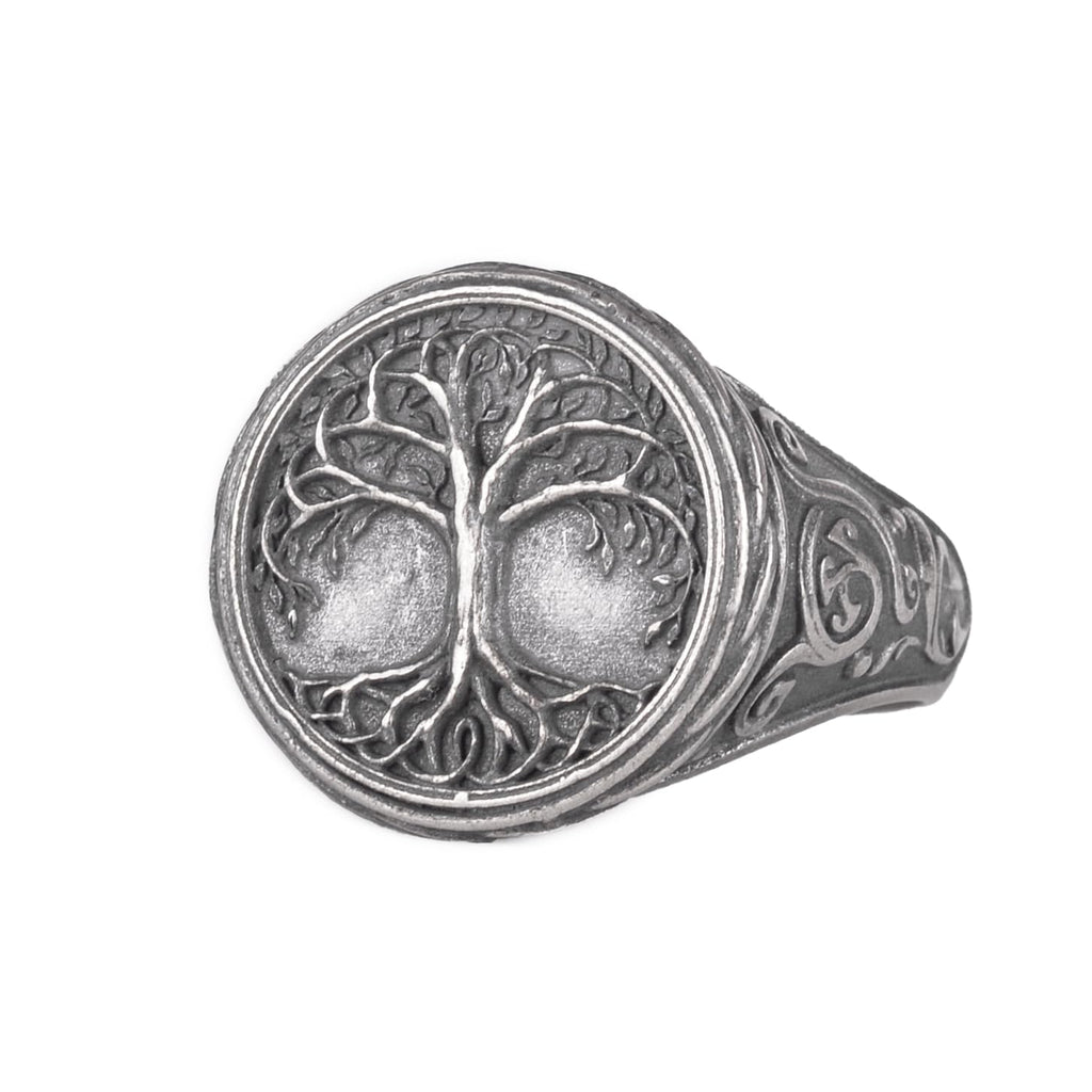 KAMBO 925 Sterling Silver Tree of Life Designed Men's Ring – Handmade Symbolic Spiritual Ring