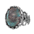 KAMBO Men's Natural Arizona Turquoise Stone 925 Sterling Silver Ring – Handmade Vintage Description