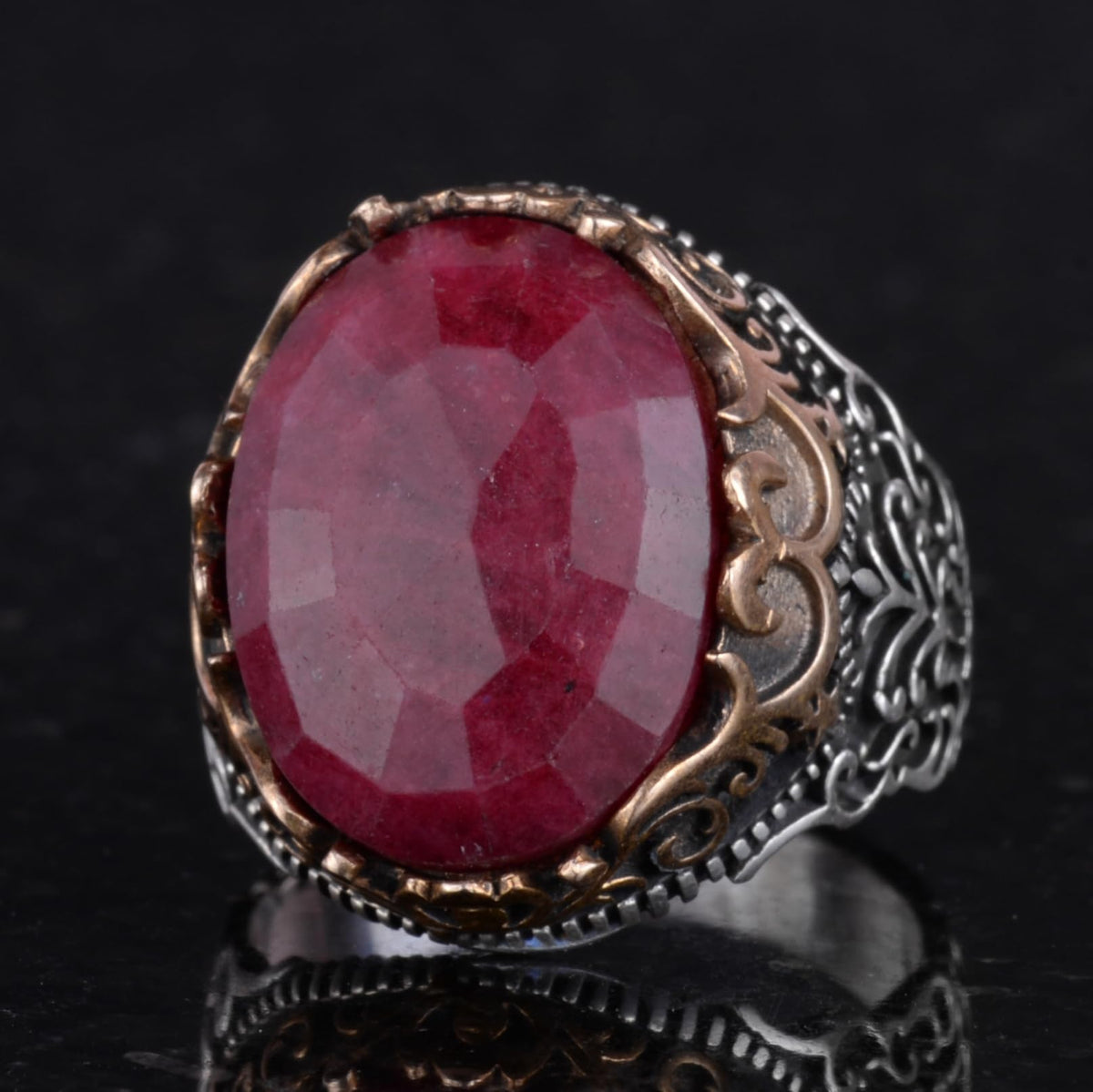 Natural Stone Handmade Ring - 925 Sterling Silver Ring (Ruby) — 6
