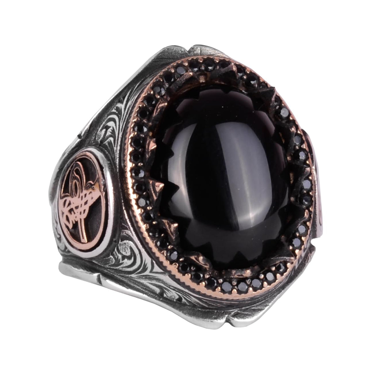 925 Sterling Silver Men's Ring - Natural Onyx Stone