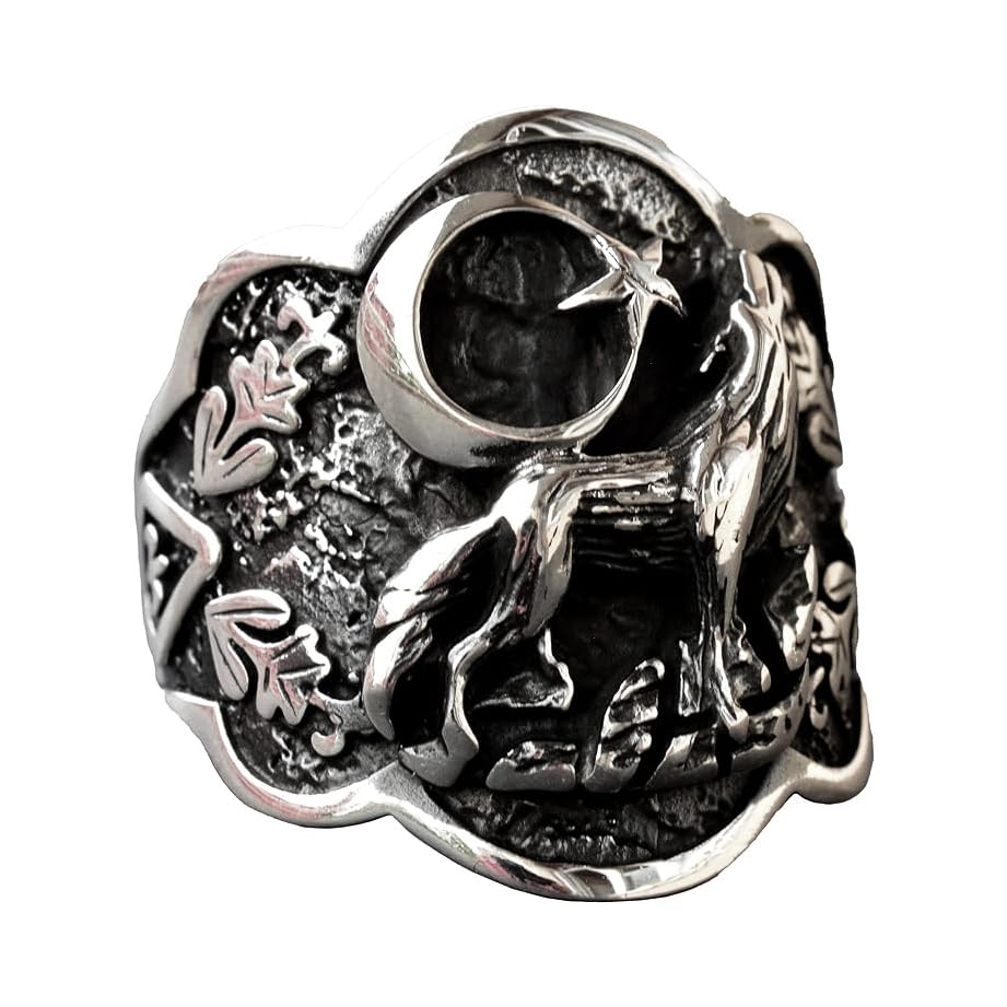 Men's 925 Sterling Silver Wolf Ring
