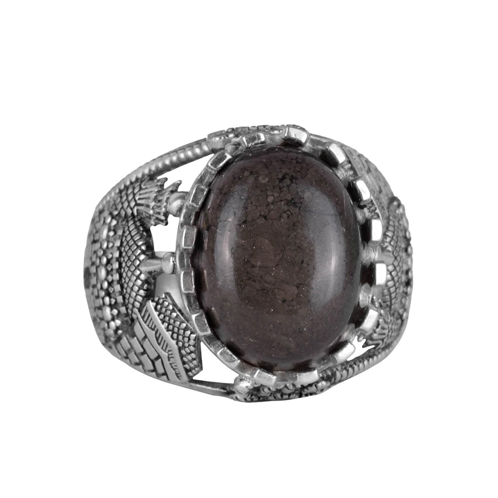 Natural Pyrite Stone Ring - 925 Sterling Silver Men's Ring (Model-2)