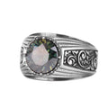 KAMBO Moissanite Round Stone Men's Ring 925 Sterling Silver – Faceted Stone Handmade Minimal Vintage Style Ring