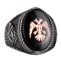 Men's Double-Headed Eagle Ring - Eagle Symbol Jewelry - 925 Sterling Silver Handcrafted Men's Ring (Black)