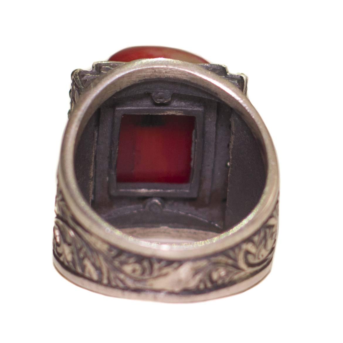 925 Sterling Silver Ring, Natural Red Coral Stone Ring, Raw Stone, Handmade Ring — 3