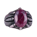 Silver Claw Ring with Natural Red Ruby Stone