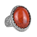 Natural Stone Ring - 925 Sterling Silver Ring (Red Blood Stone)