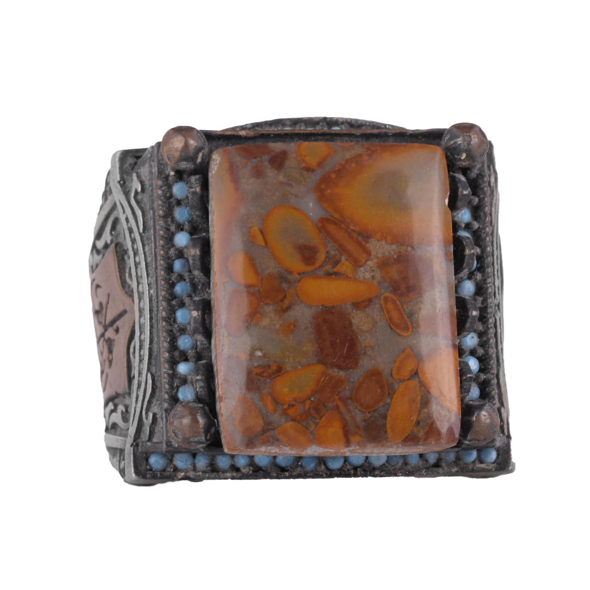 KAMBO Natural Jasper Gemstone Ring - 925 Sterling Silver Islamic Ring