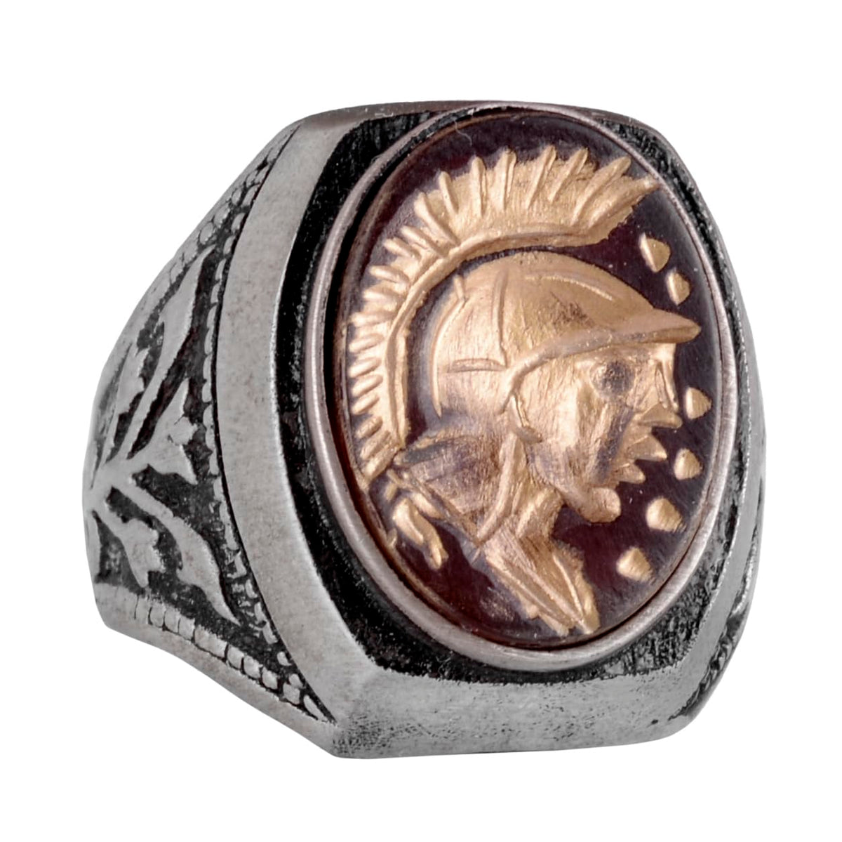 American Chief Ring - Natural Red Agate Stone Ring - 925 Sterling Silver Ring - Carved Stone Ring
