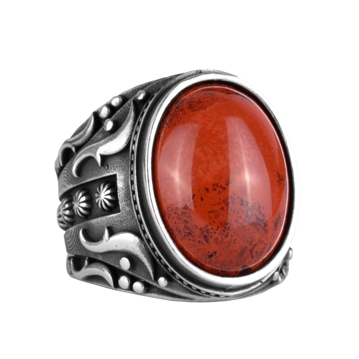Natural Red Bloodstone Ring - 925 Sterling Silver (Model-3)
