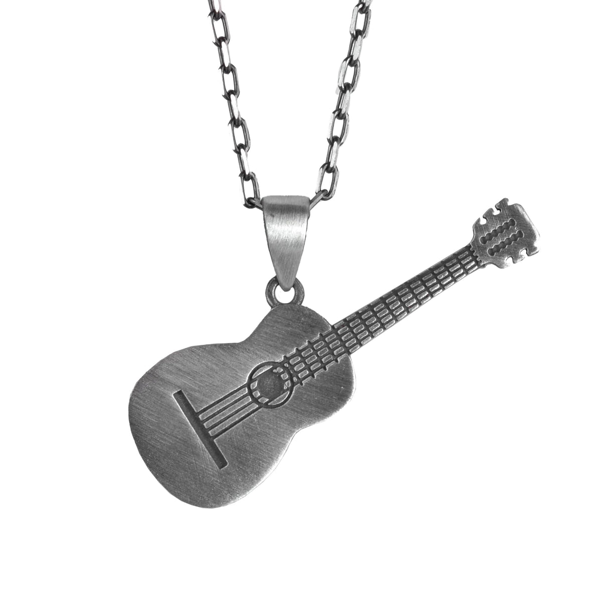 KAMBO Unisex Guitar Necklace – 925 Sterling Silver Chain Music Lover Guitar Necklace Minimal Design