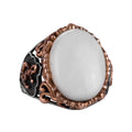 Nautical Anchor Silver Ring, Natural Mother of Pearl Stone Ring, 925 Sterling Silver Ring