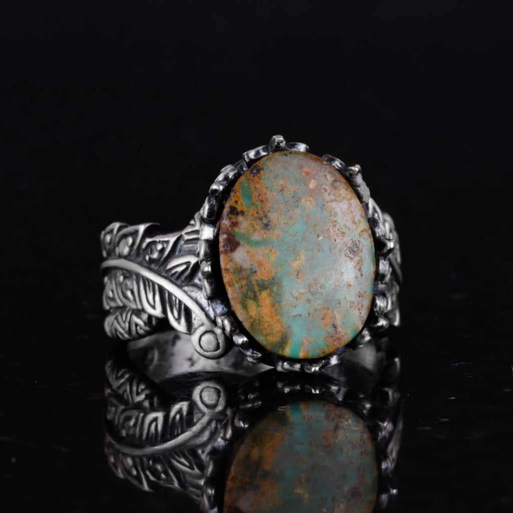 Natural Arizona Turquoise Stone Ring, 925 Sterling Silver Ring, Minimalist Handmade Ring (Model-8) — 5