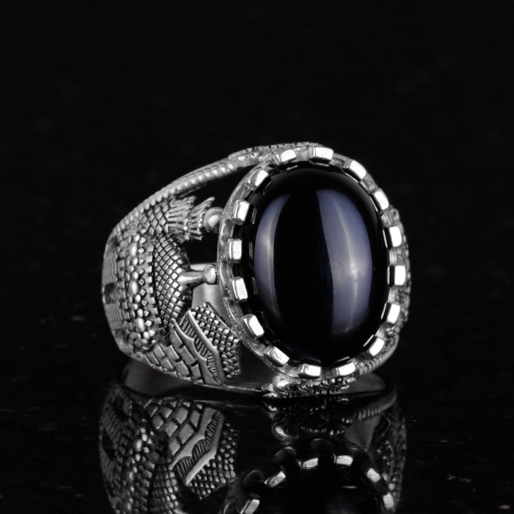 Islamic Natural Stone Ring, 925 Sterling Silver Ring (Onyx) — 4