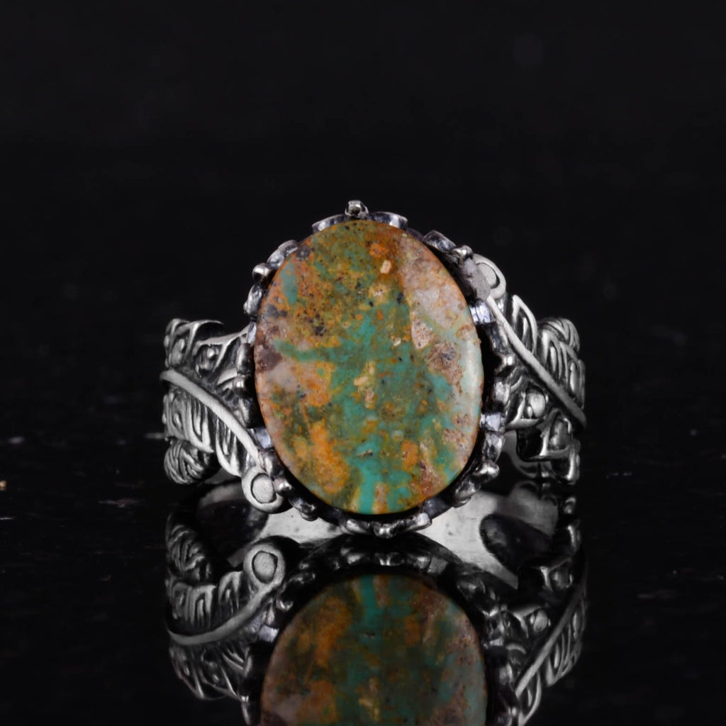 Natural Arizona Turquoise Stone Ring, 925 Sterling Silver Ring, Minimalist Handmade Ring (Model-8) — 4