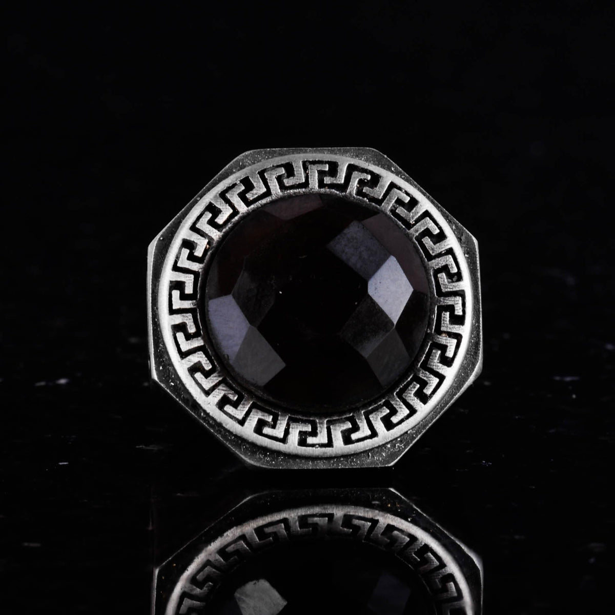 Natural Stone Ring - 925 Sterling Silver Handmade Men's Ring (Smoky Quartz) — 4